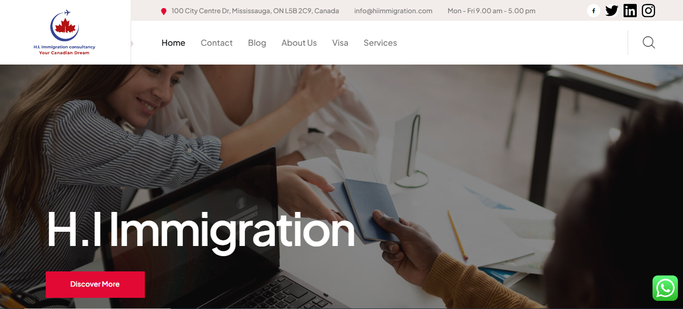 WordPress website for HI Immigration